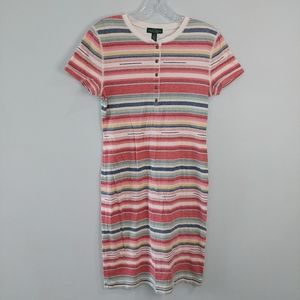 LRL Lauren Jeans Co. Ralph Lauren shirt dress Medium stripes red green white
